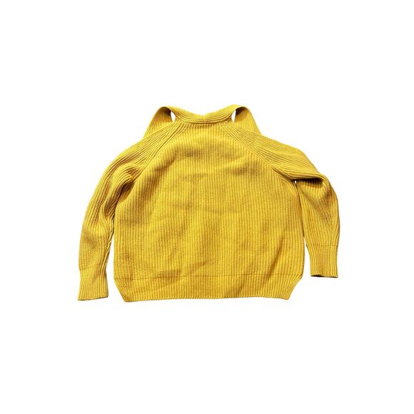 Michelle Mason Wool Cashmere Cold Shoulder Sweater Mustard Yellow Womens P XS - Picture 5 of 7